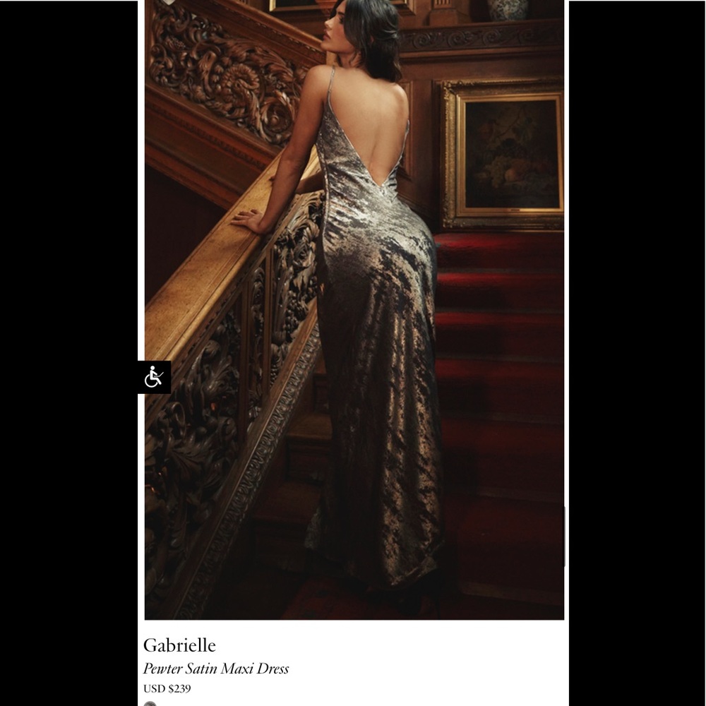 NWT House of CB maxi dress, metallic silver